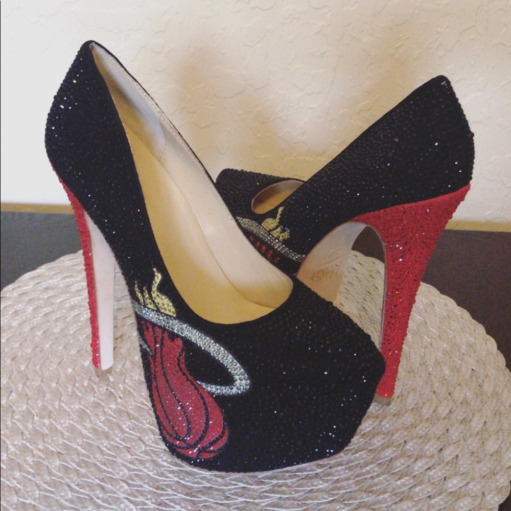 Herstar Limited Edition crystal Miami Heat heels.